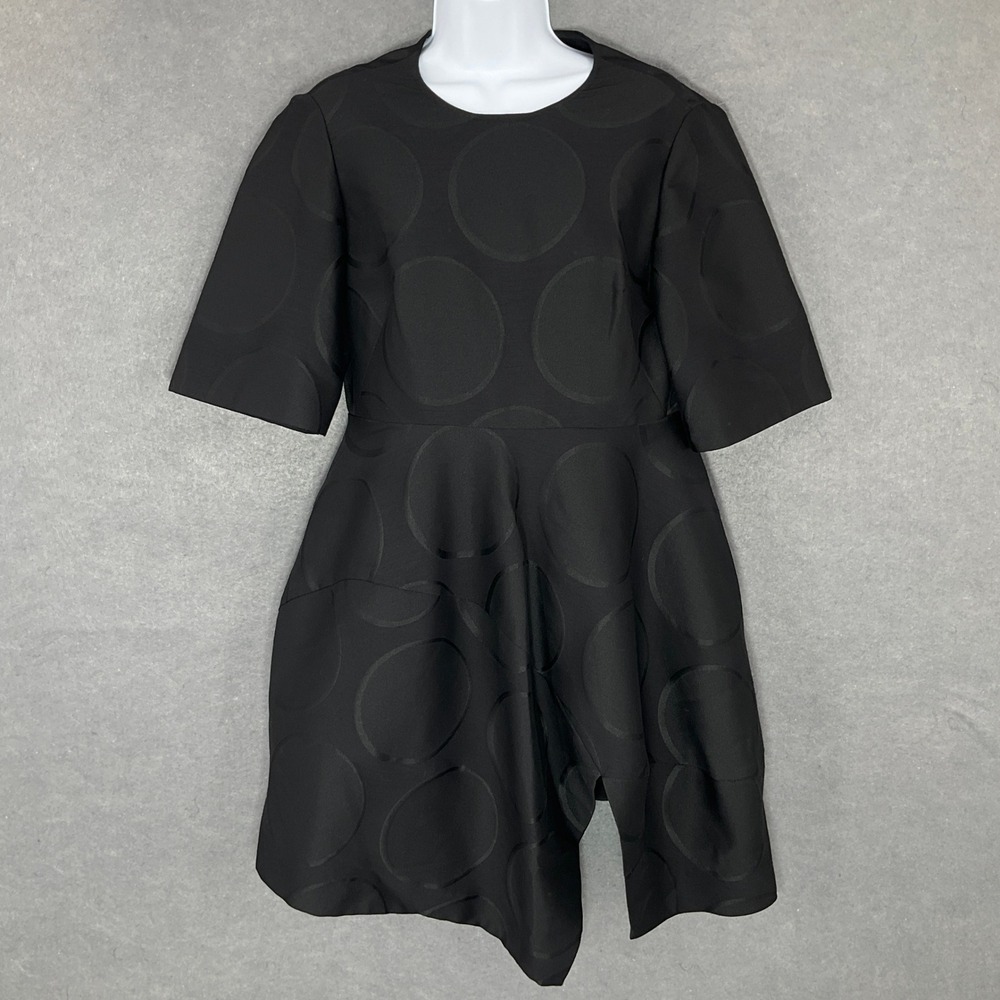 Stella McCartney Black Circle Jacquard Dress Asymmetrical Artsy Sz 40